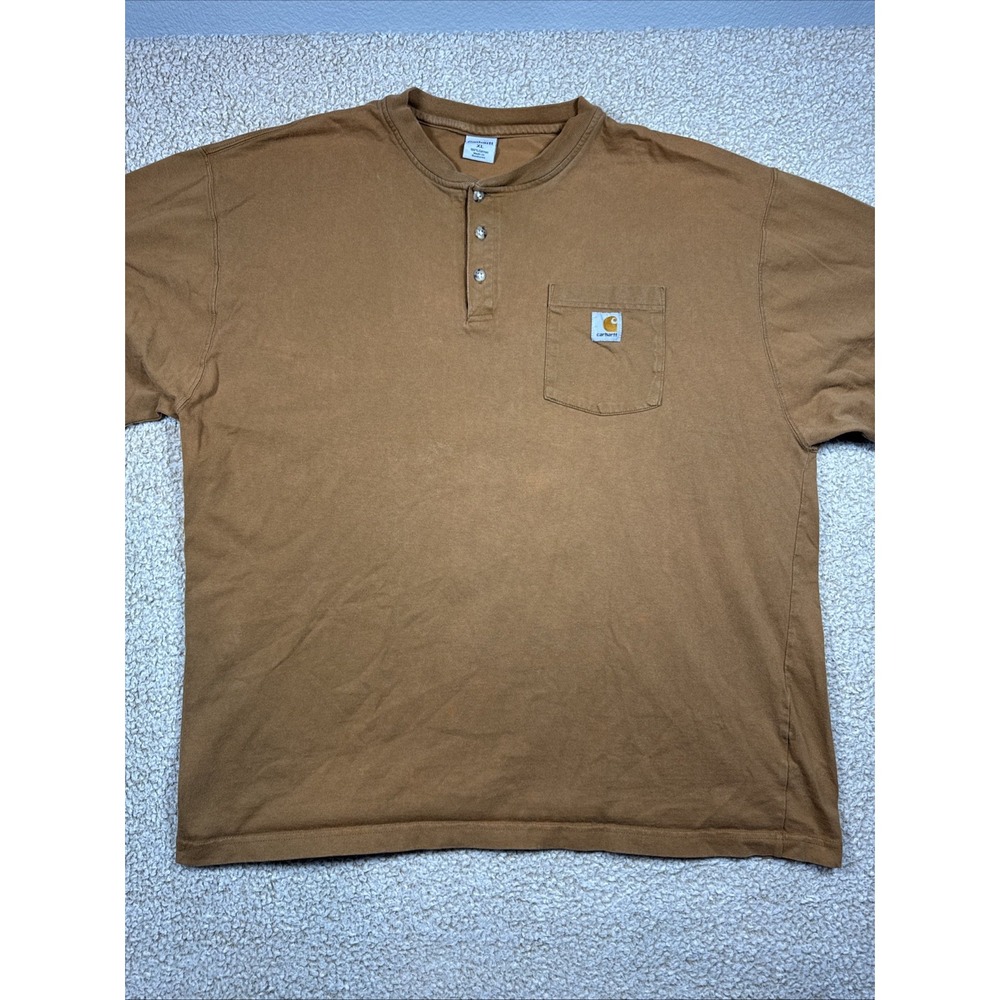 Carhartt Shirt Mens XL Yellow Long Sleeve Original Fit Heavy Cotton Logo
